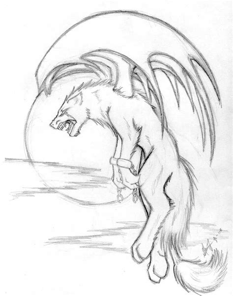 Cool drawing of a wolf with demon like wings | Wolf drawing, Demon wolf ...