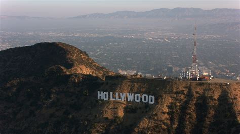 Los Angeles, California circa-2017, Aerial view of Hollywood sign. Shot ...