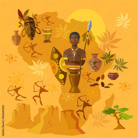 Africa map african tribes culture and history Stock Vector | Adobe Stock