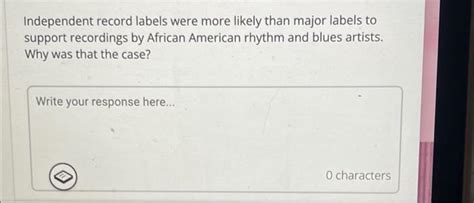 Independent record labels were more likely than major | Chegg.com