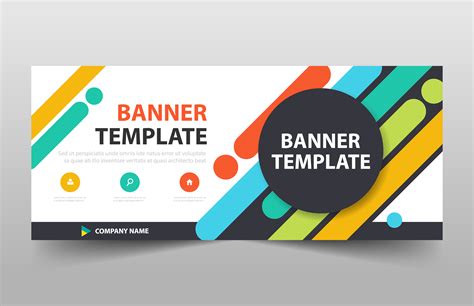 Colorful circle banner template, horizontal advertising business banner ...