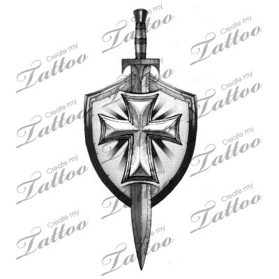 crusader shield and sword tattoo - diywallartpictures