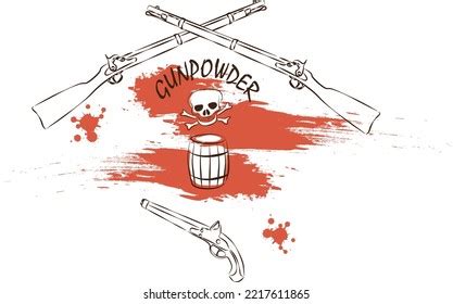 Pirate Theme Barrel Gunpowder Guns Skull Stock Vector (Royalty Free ...