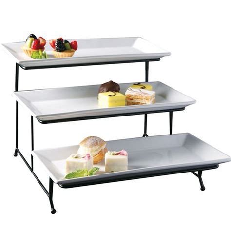 3 Tier Rectangular Serving Platter, Three Tiered Cake Tray Stand, Food ...