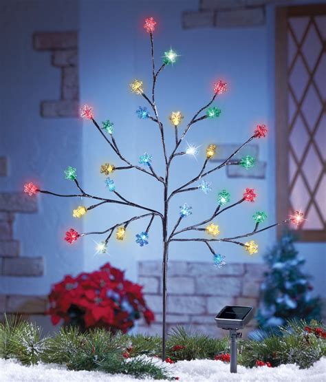 Solar Multi Color Snowflake Branch Tree | Christmas