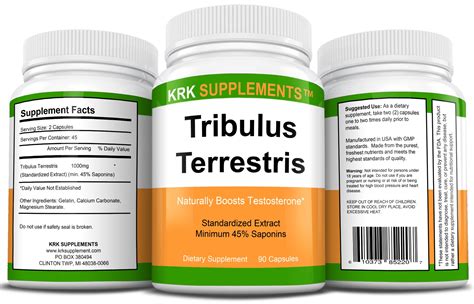 Tribulus Terrestris 1000mg per serving 90 Capsules KRK Supplements ...