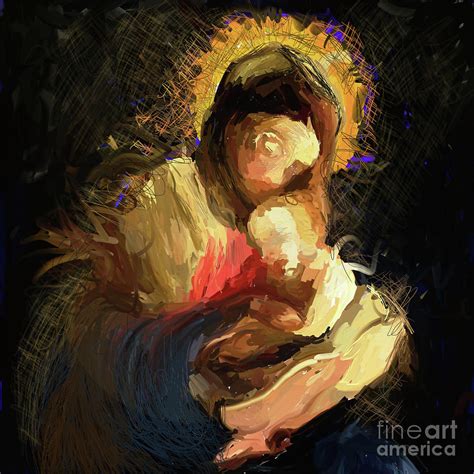 mother Mary with Jesus Christ abstract painting Painting by Kartick ...