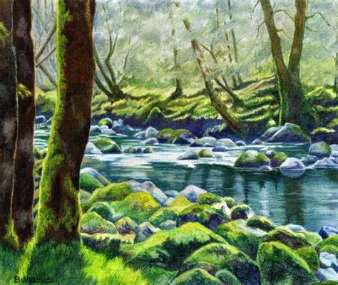 how to draw a river stream color pencil - Google zoeken | Landscape ...