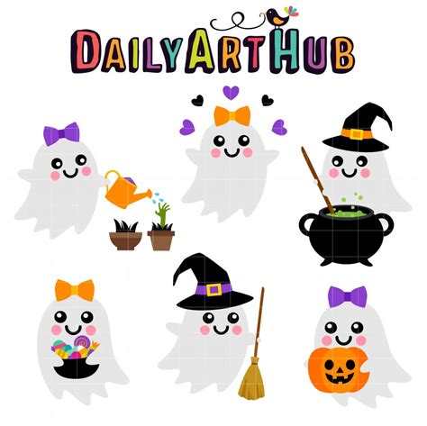 Cute Halloween Ghost Clip Art Set – Daily Art Hub // Graphics ...