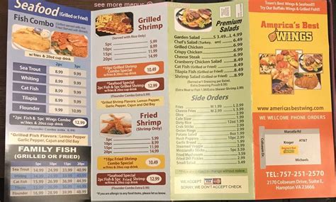 Menu at America’s Best Wings fast food, Hampton, Coliseum Dr E