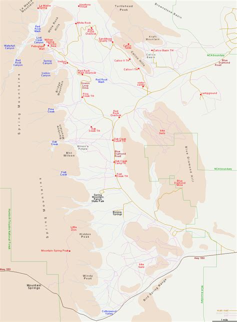 Map of Red Rock Canyon National Conservation Area, Nevada