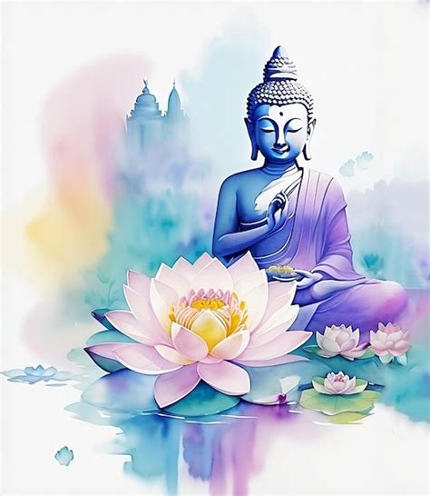 A painting of a buddha with a lotus flower in the middle. | Premium AI ...