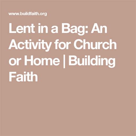 Lent in a Bag: An Activity for Church or Home (With images) | Lent ...