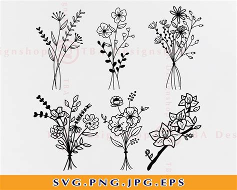 Flower Bouquet SVG, Flowers SVG Bundle, Wildflower SVG, Floral Svg ...