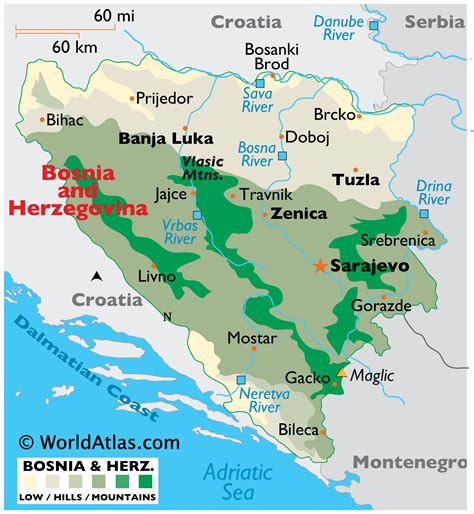 Bosnia and Herzegovina Large Color Map