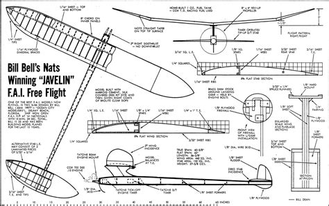 Bill Bell's Nats Winning "Javelin" F.A.I. Free Flight Plans, October ...