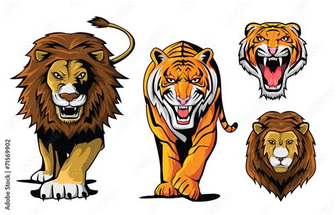 Lion And Tiger Stock Vector | Adobe Stock