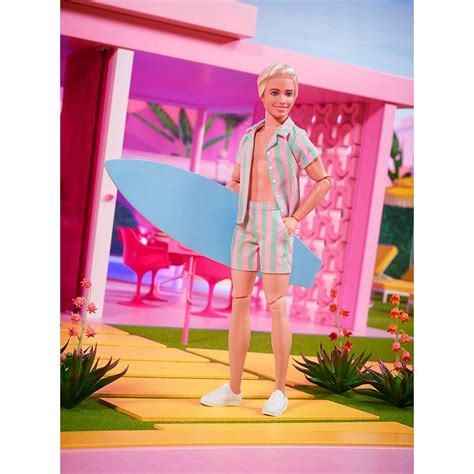 Barbie the Movie Ken Doll Wearing Pastel Striped Beach Matching Set