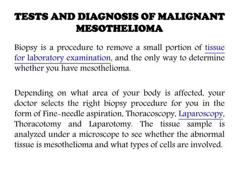 PPT - Malignant Mesothelioma: Overview of symptoms, diagnosis and ...