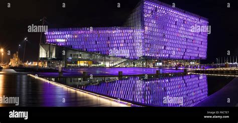 The Harpa Concert Hall in Reykjavik, Iceland at night Stock Photo - Alamy