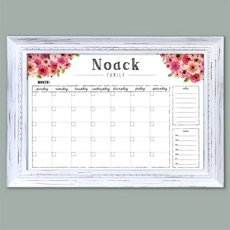 Floral Calendar Custom Family Calendar Reusable Calendar - Etsy