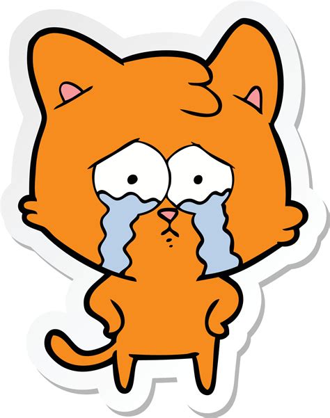 pegatina de un gato llorando de dibujos animados 10547440 Vector en ...