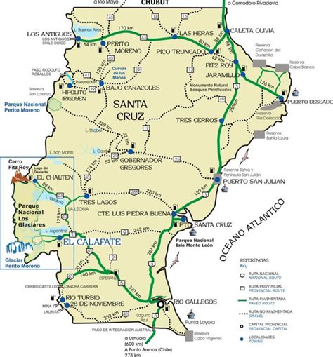 Santa Cruz Province Map, Argentina