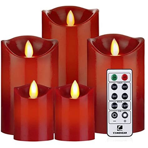 Battery Operated Candles Red Flameless Candles with Remote Timer 24 ...