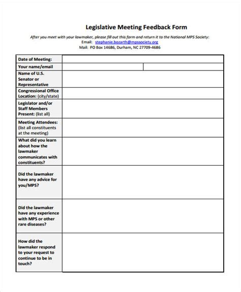 FREE 10+ Meeting Feedback Forms in PDF | MS Word