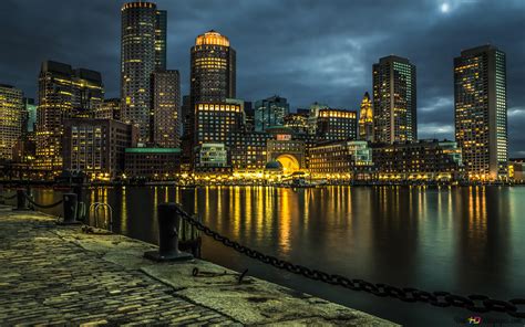 Nice City Boston port 4K wallpaper download