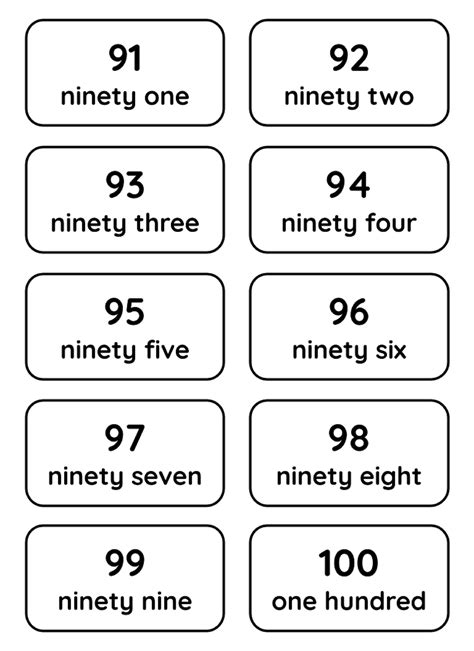 numbers 1 100 number words flash cards printable etsy - kindergarten ...