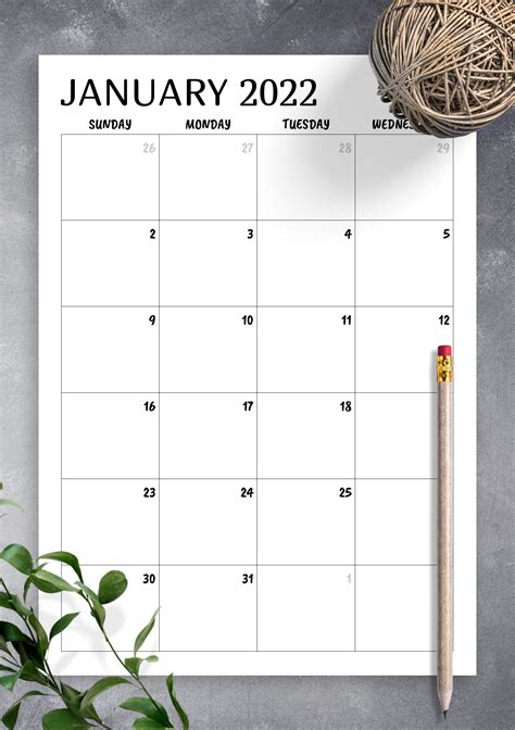 Download Printable Minimal monthly calendar PDF