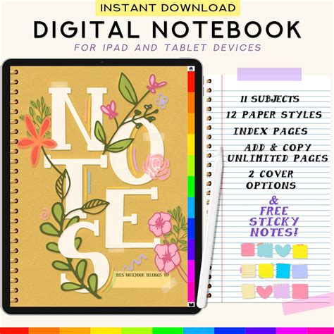 DIGITAL NOTEBOOK GoodNotes Template GoodNotes Notebook | Etsy