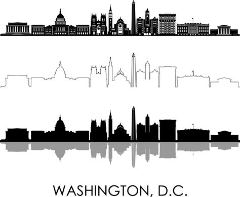 WASHINGTON D.C. Usa City SKYLINE Outline Silhouette Vector Svg - Etsy