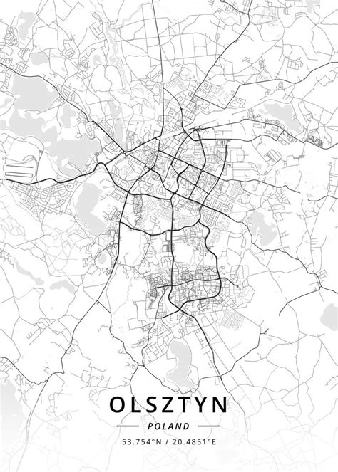 'Olsztyn, Poland' Poster by Designer Map Art | Displate | Map art ...