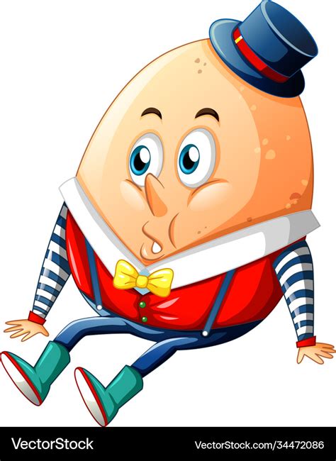 Humpty dumpty egg cartoon character on white Vector Image