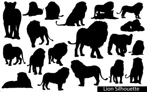 African lion silhouettes set. Vector illustration. 15707101 Vector Art ...