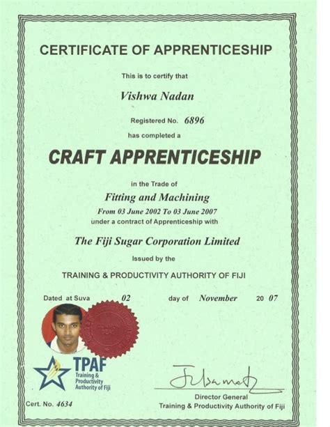 CERTIFICATE OF APPRENTICESHIP