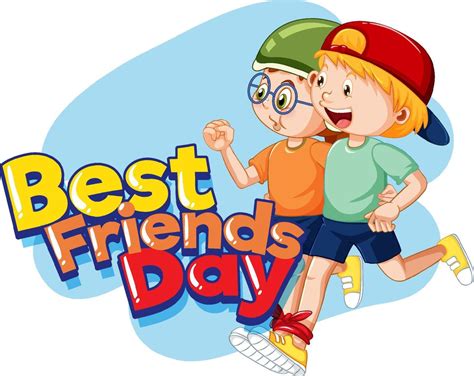 Best Friends Day with cute children in cartoon style 6094685 Vector Art ...