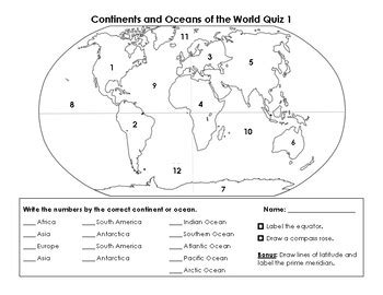 Continents and Oceans Quiz by Kara Plain and Tall | TPT