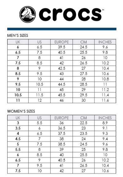 Crocs Shoe Size Chart: Adult Kids Sizing Crocs, 47% OFF