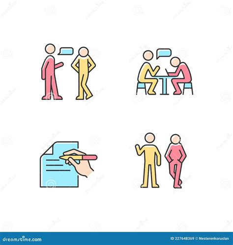 Understanding in Communication RGB Color Icons Set Stock Vector ...