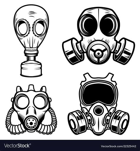 Set of gas masks isolated on white background. Design element for logo ...