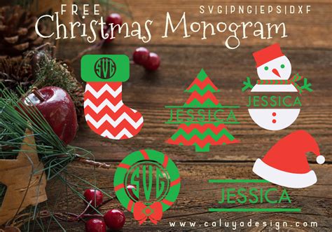 christmas monogram free SVG - CALUYA DESIGN