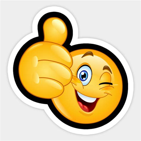 Thumb up Winking Emoji - Emoji - Sticker | TeePublic