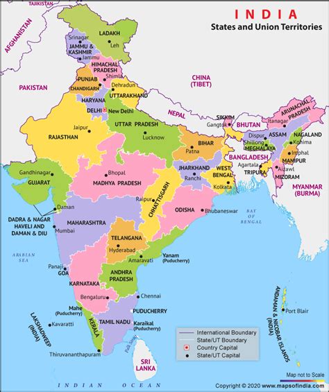 States and Capitals of India 2020 (Updated List): Total 28 States & 8 ...