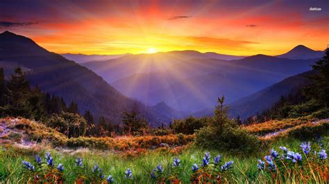 Share Your Mountain Sunrise Spring Nature Wallpaper | Backgrounds ...