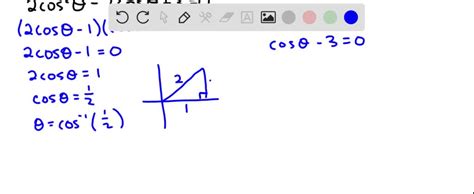 SOLVED:Solve the given equation. 2 cos^2 θ-7 cosθ+3=0