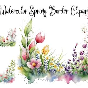 10 Watercolor Spring Border Clipart Jpgs,commercial Use,digital ...