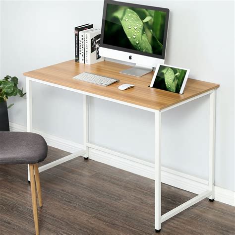 Fitueyes Writing Desk with Slot，Wood and Metal Study Computer Desk for ...